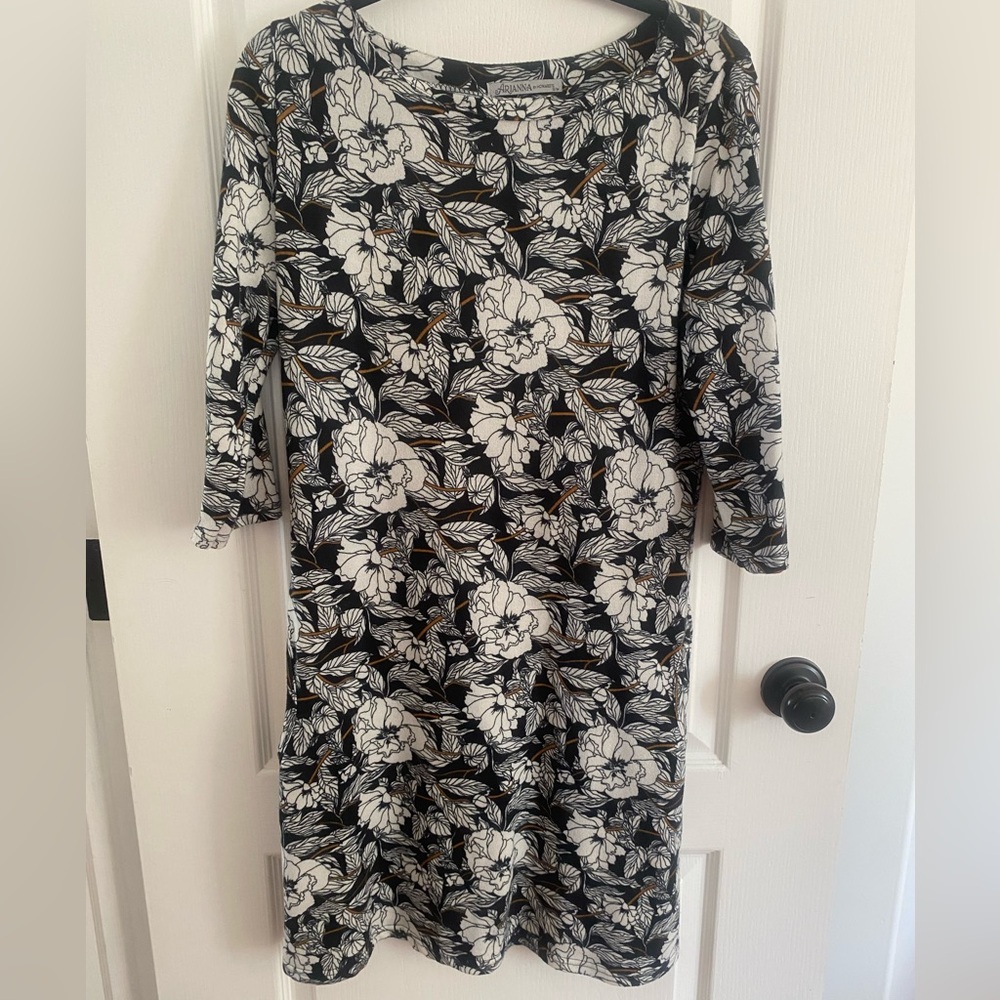Floral Black and White Dress